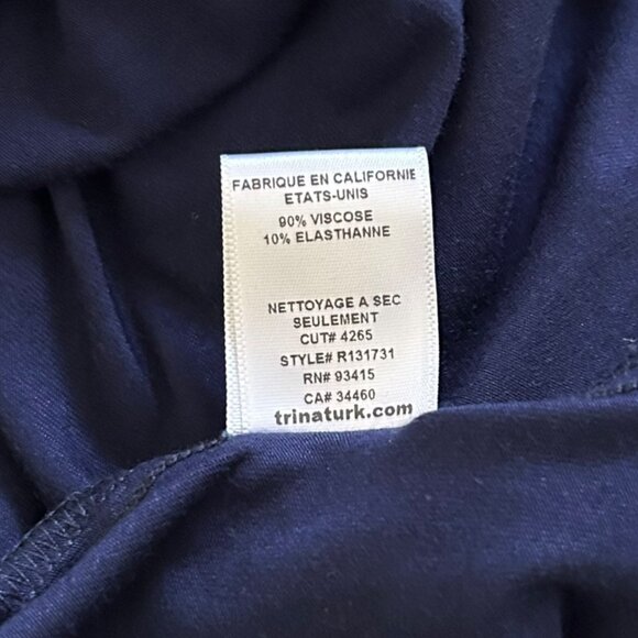 Trina Turk Navy Sleeveless Jersey Short Dress w/ Tie Draped Scoop Neck Sz 0 - Picture 8 of 8